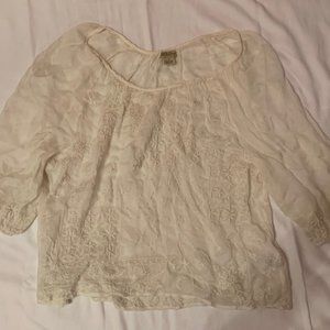 White Floral Chiffon Blouse